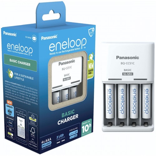 Panasonic Eneloop Basic Charger BQ-CC51 incl. 4xAAA K-KJ51MCD04E