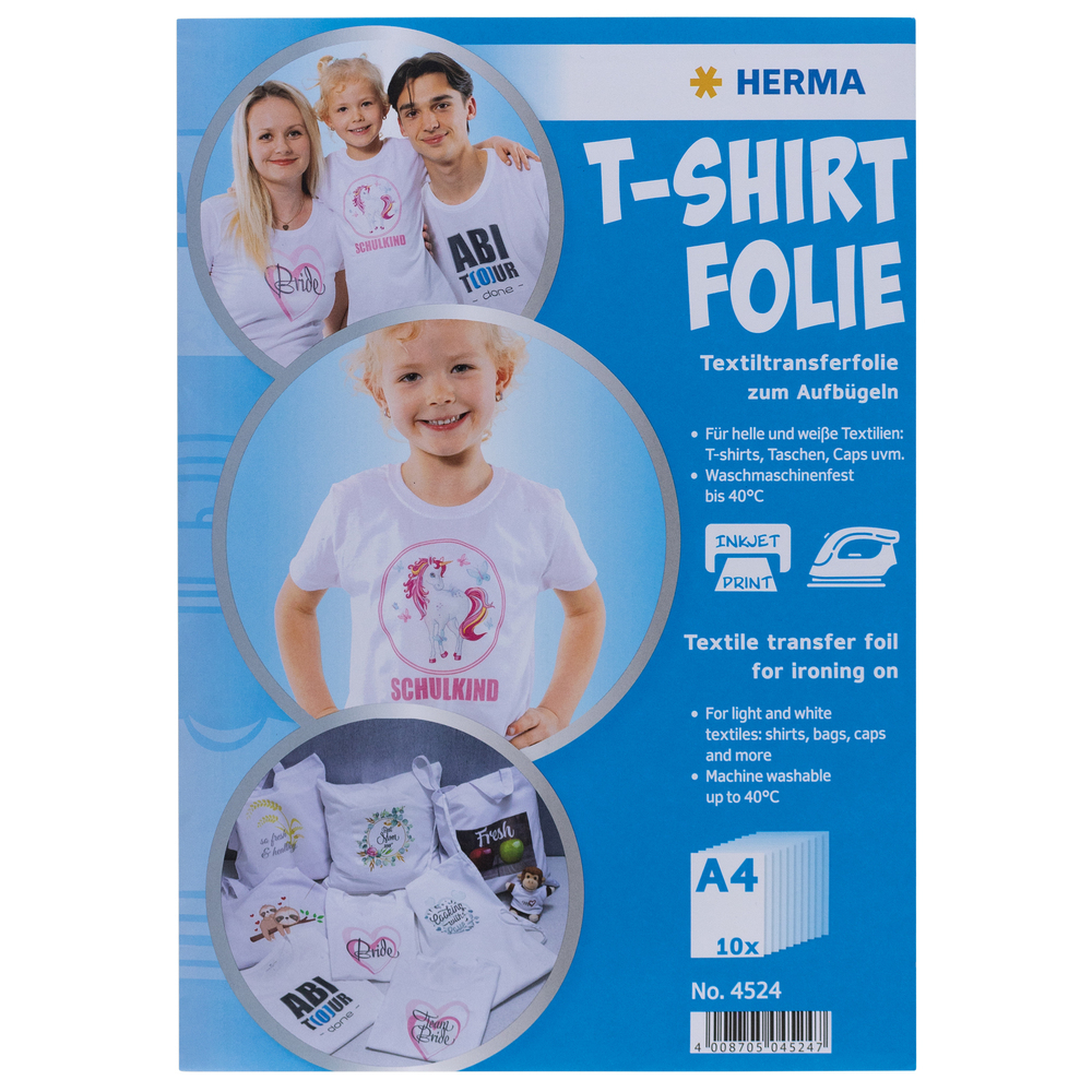 Herma T-Shirt Foil A4 for light + white Textiles 20 Sheets 4525