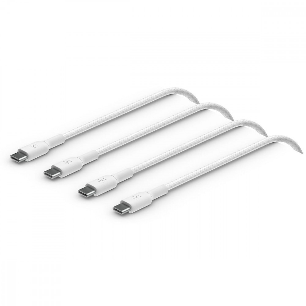 1x2 Belkin braided PVC Cable 1m USB-C/USB-C wh. CAB004bt1MWH2PK