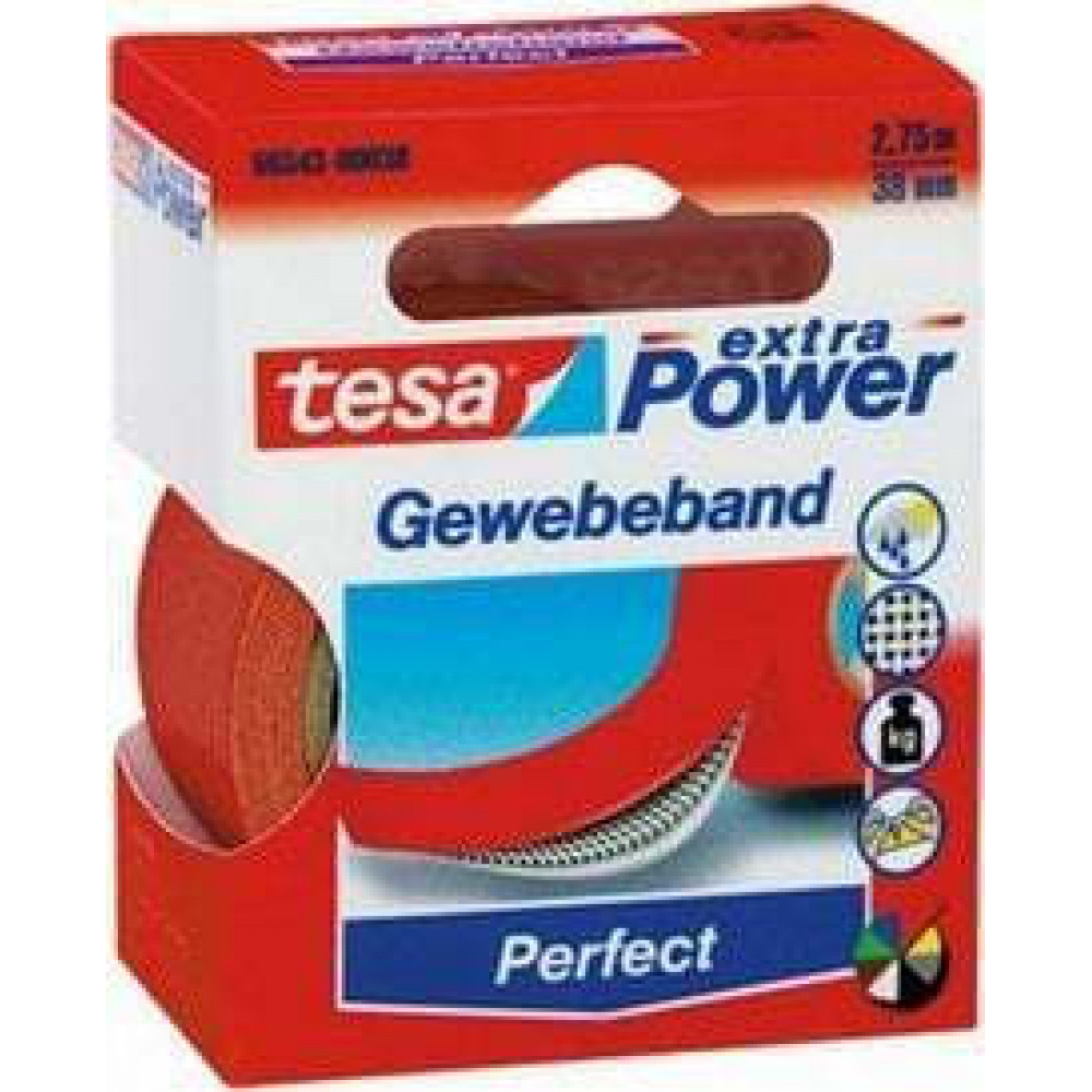 Tesa Cloth Tape 2,75m x 38mm extra Power red 56343