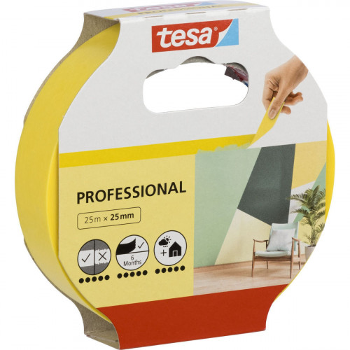 Tesa Masking Tape 25m x 25mm Preci.indoor yellow 56270