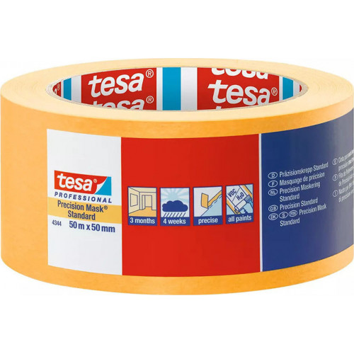 Tesa Masking Tape 50m x 50mm Stand.Prec. yellow 04344