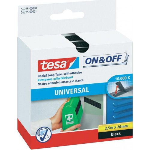 Tesa Hook&Loop Tape 2,5m x 20mm on&off white 55225