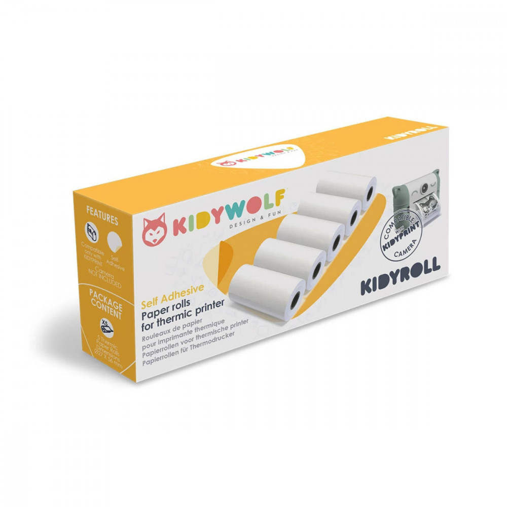 Kidywolf Self Adhesive Paper Rolls for thermic printer 5 pcs.
