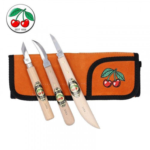 Kirschen Set of carving knives Velourleather bag
