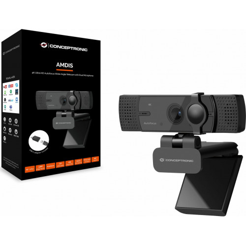 Conceptronic AMDIS08B 4K-UltraHD Wide Angle-Webcam