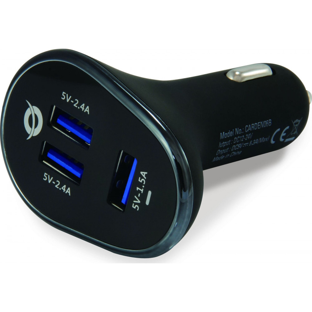 Conceptronic CARDEN06B 3-Port 31.5W USB-Car-Charger