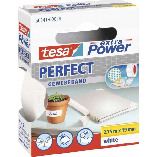 Tesa Gewebekleb. 2,75m x 19mm extra Power white Perfekt 56341