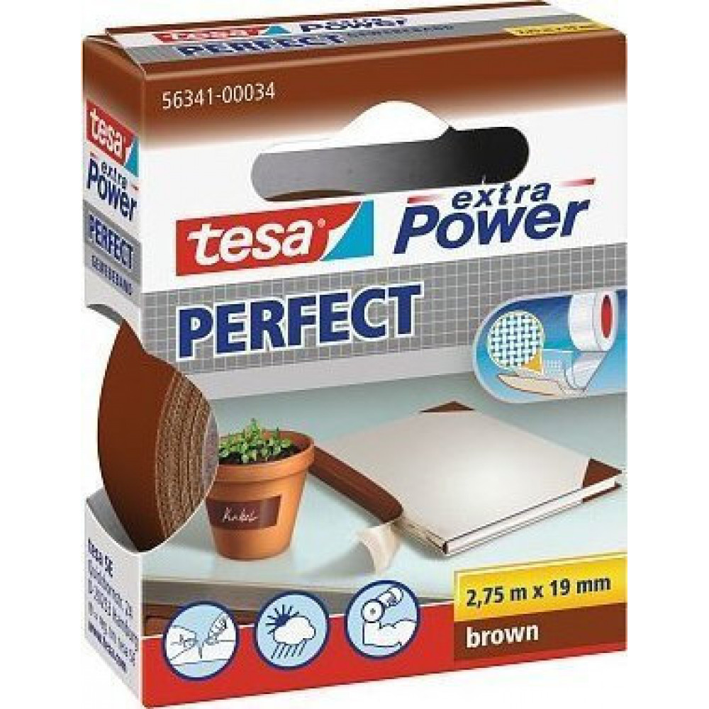 Tesa Gewebekleb. 2,75m x 19mm extra Power braun Perfekt 56341