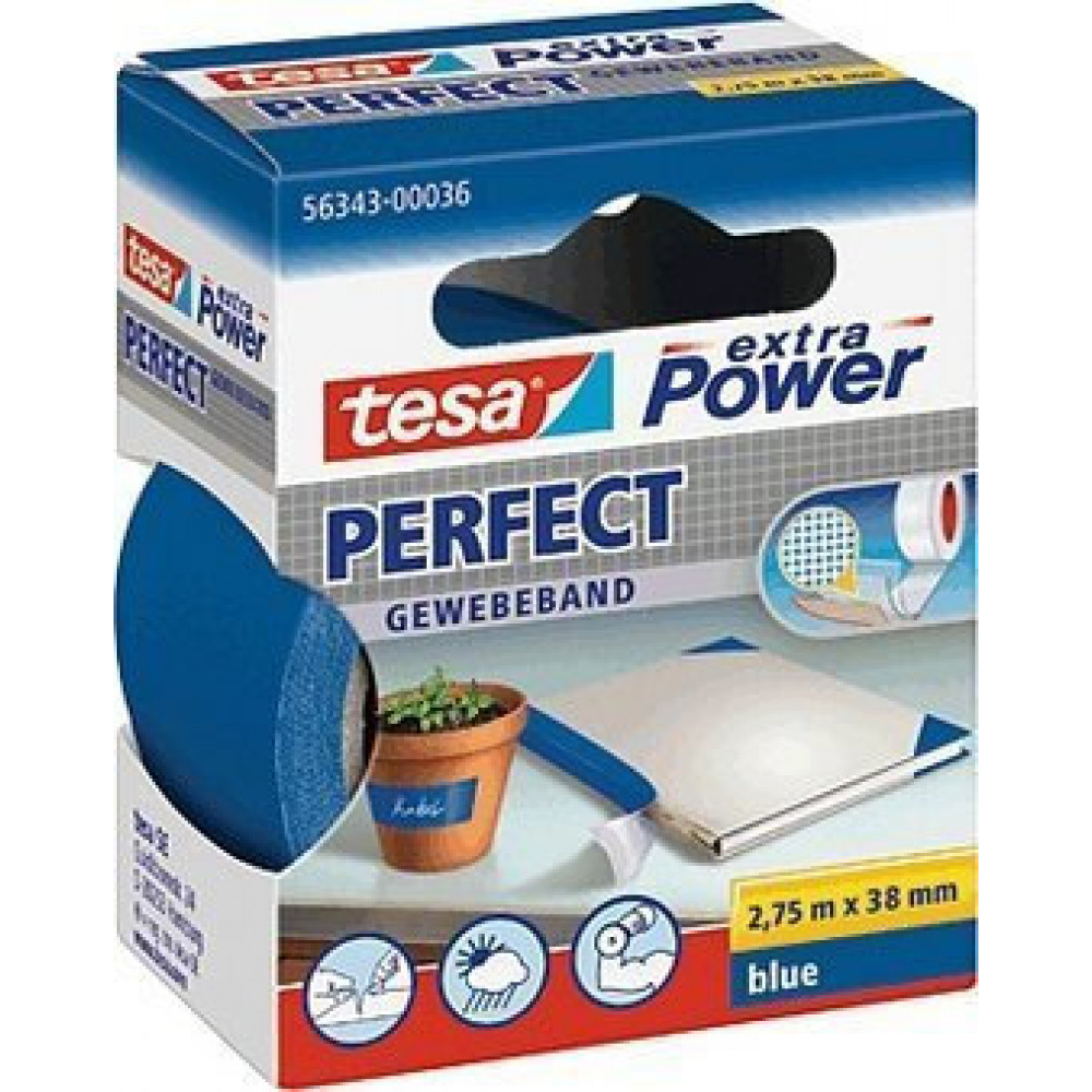 Tesa Gewebekleb. 2,75m x 38mm extra Power Blue Perfekt 56343