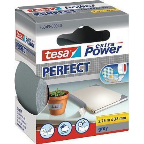 Tesa Gewebekleb. 2,75m x 38mm extra Power grey Perfekt 56343
