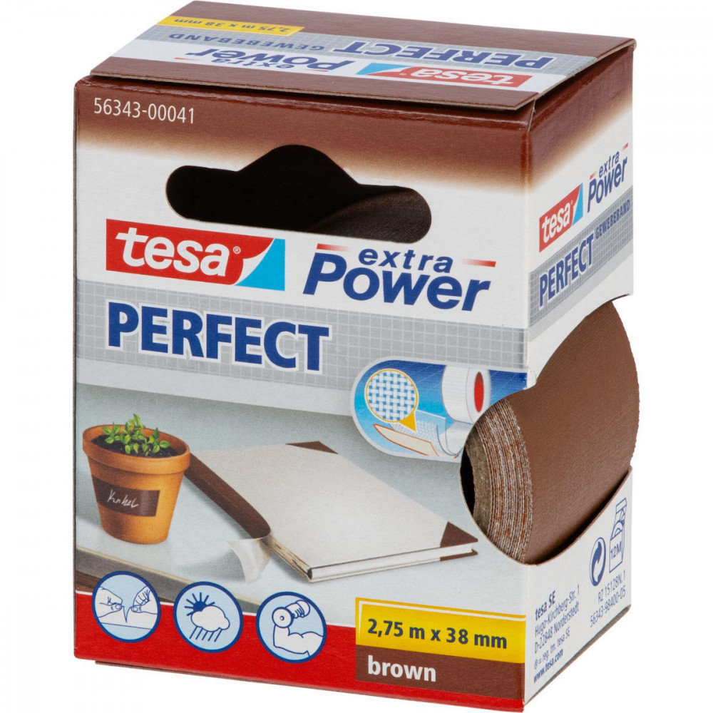 Tesa Gewebekleb. 2,75m x 38mm extra Power braun Perfekt 56343