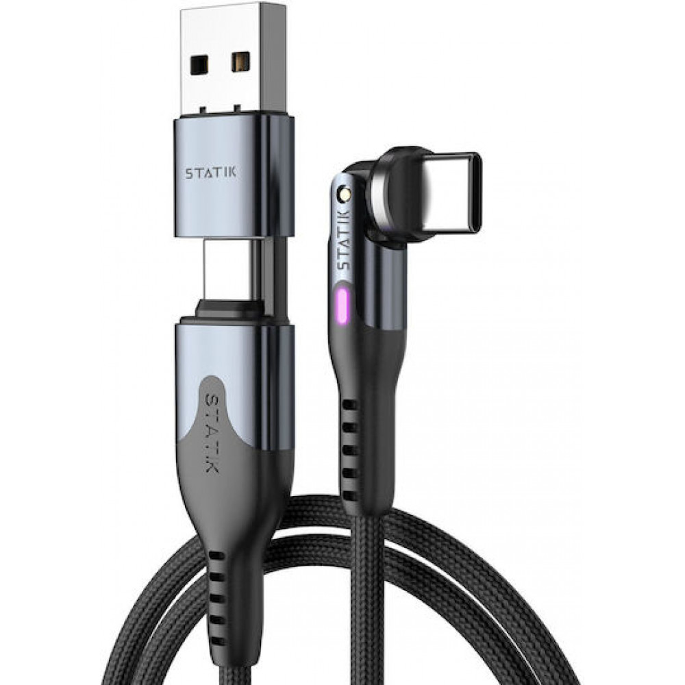 STATIK PowerPivot Pro braided rotating USB-C Cable Black 3m