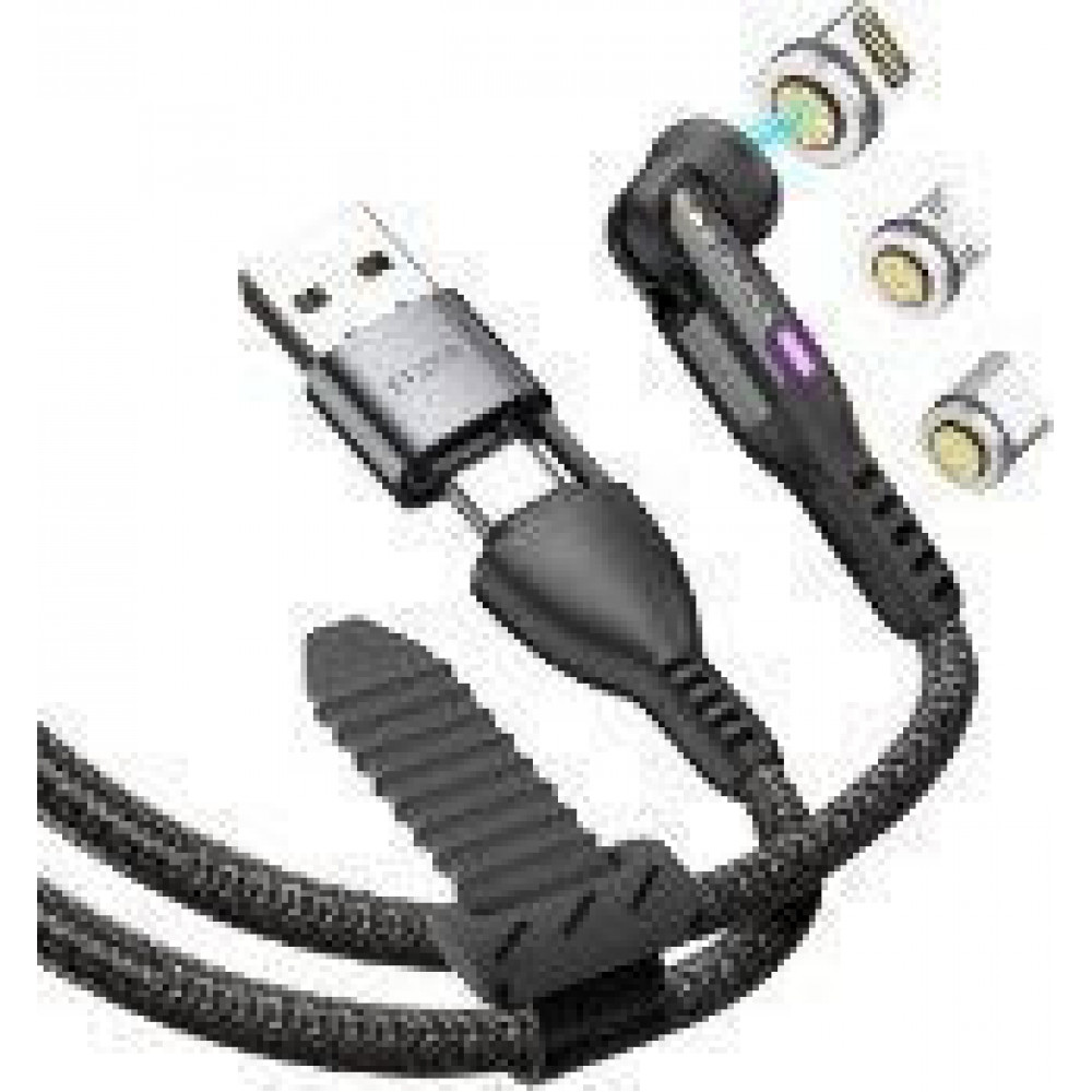 STATIK 360Pro braided rotating 3 magn. tips 6-in-1 Cable Black 2m
