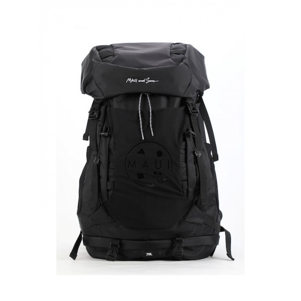 Maui & Sons Trekking Ορειβατικό Σακίδιο 70lt Αδιάβροχο Μαύρο