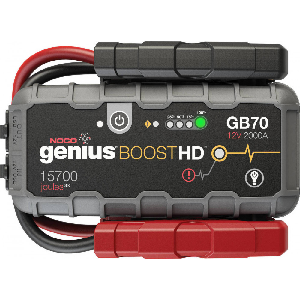 NOCO GB70 Boost 12V 2000A Jump Starter starter device with integrated 12V/USB battery