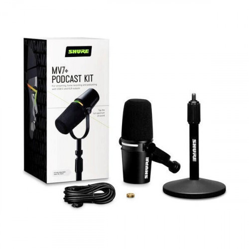 Shure MV7+-K-BNDL - lectern/vocal microphone with XLR/USB-C connector black + desk stand GATOR