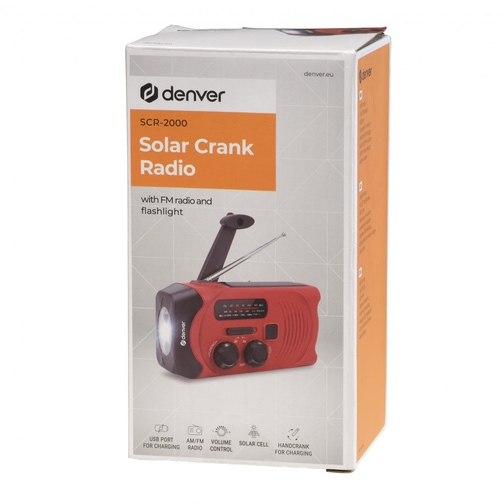 Denver SCR-2010 Φορητό Ραδιόφωνο Ηλιακό με USB Κόκκινο