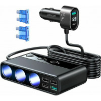 Joyroom JR-CL06 Φορτιστής Αυτοκινήτου 154W 3A Γρήγορης Φόρτισης με Θύρες: 5xUSB 1xType-C 3xΑναπτήρα Μαύρο Χρώμα