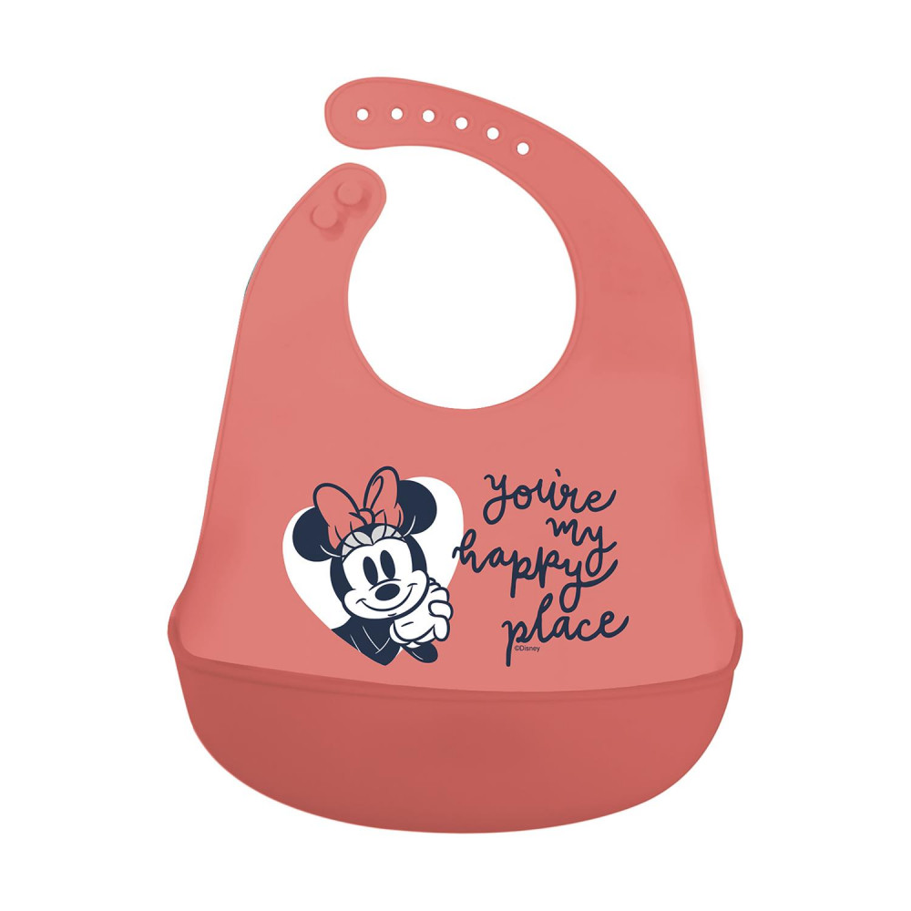 Stor: Minnie Mouse Heart Full - Toddler Silicone Bib (10729)