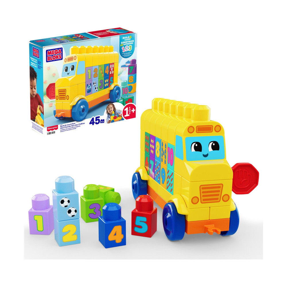 Fisher-Price: Mega Bloks: Construction Sets - School Bus with Numbers (JKG34)