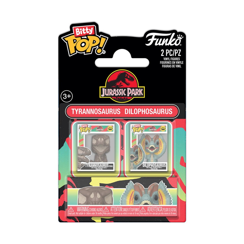 Funko Bitty Pop! 2-Pack: Jurassic Park - Tyrannosaurus Fossil &amp Dilophosaurus Vinyl Figures