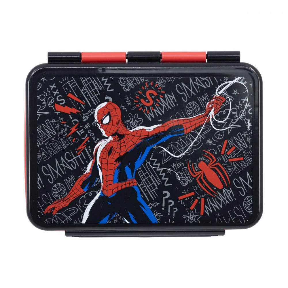 Stor Marvel: Spiderman Black Board - Ss Clamp Rectangular Sandwich Box (1100ml) (74756)