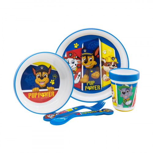 Stor: Paw Patrol - Pup 5 Pcs Non Slip Bicolor Premium Set (Plate Bowl Tumbler 260 Ml Cutlery) (260ml) (74681)