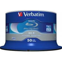 1x50 Verbatim BD-R Blu-Ray 25GB 6x Speed Datalife No-ID Cakebox