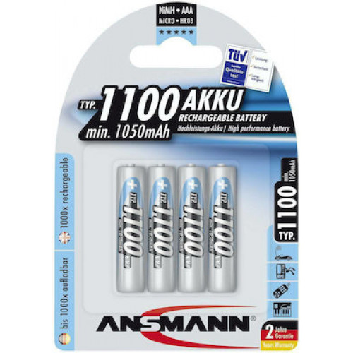 1x4 Ansmann NiMH rech. battery 1100 Micro AAA 1050 mAh