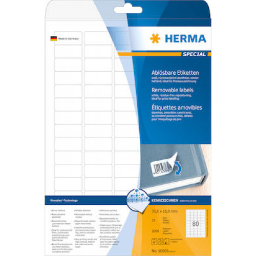Herma 2000 Αυτοκόλλητες Ετικέτες Α4 Ορθογώνιες 35.6x16.9mmΚωδικός: 10003