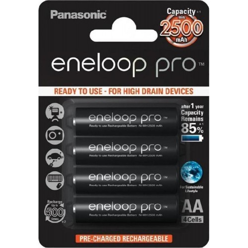 Panasonic Eneloop Pro Επαναφορτιζόμενες Μπαταρίες AA Ni-MH 2500mAh 1.2V 4τμχ
