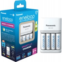Panasonic Eneloop Smartplus BQ-CC55E Φορτιστής 4 Μπαταριών Ni-MH Μεγέθους AA/AAA Σετ με 4x AA 2000mAh σε Λευκό χρώμα