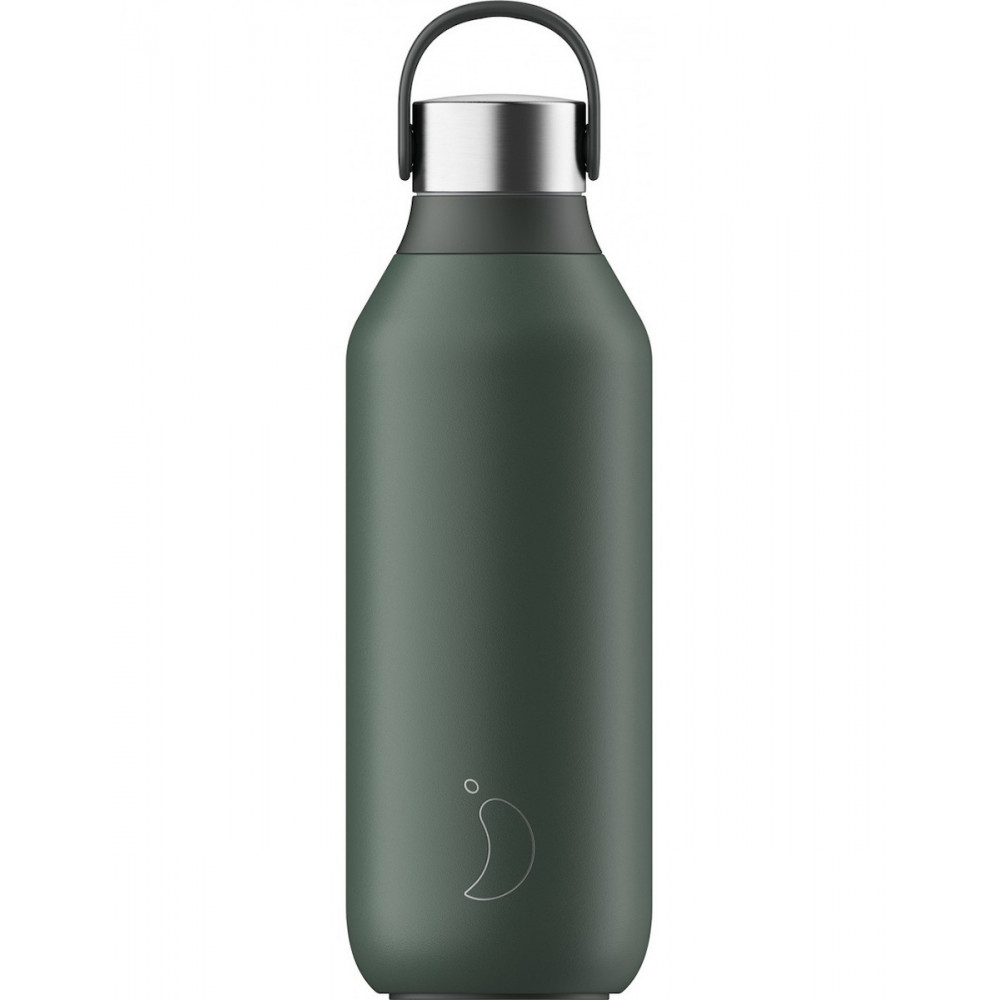 Chilly's Series 2 Μπουκάλι Θερμός Ανοξείδωτο BPA Free 500ml Pine Green με Λαβή 22014