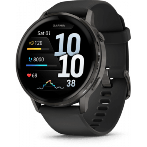 Garmin Venu 4 Stainless Steel 45mm Αδιάβροχο Smartwatch με Παλμογράφο (Slate with Black)
