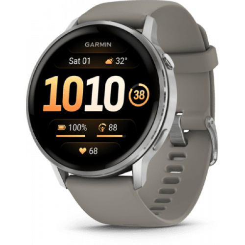 Garmin Venu 4 Stainless Steel 45mm Αδιάβροχο Smartwatch με Παλμογράφο (Silver with Silver Gray)