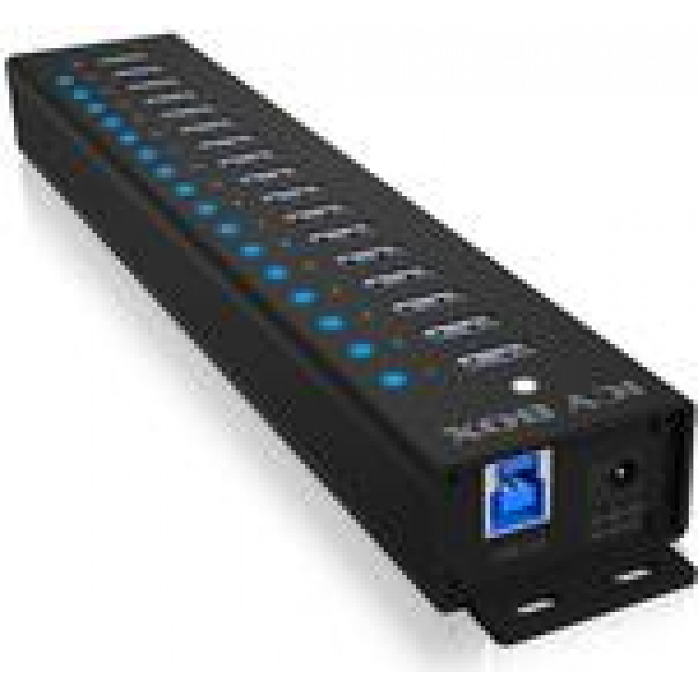 16+1 port USB Hub, 16x USB, 1x USB Laden, USB 3.2 Gen 1, Black (IB-HUB1717-U3)