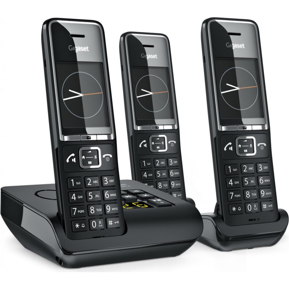 Gigaset Comfort 550A Ασύρματο Τηλέφωνο Trio με Ελληνικό Μενού Μαύρο