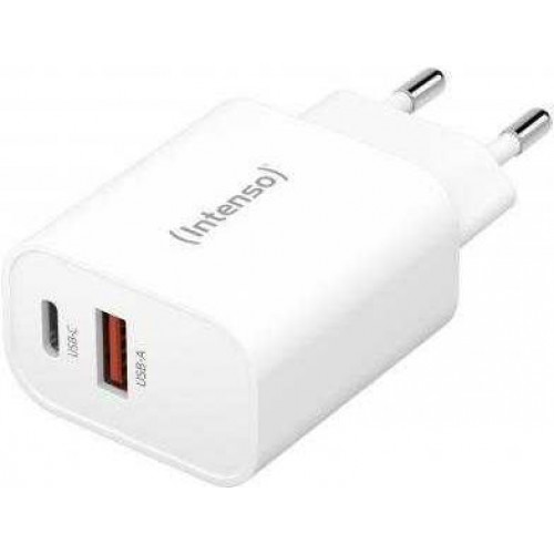 Intenso Φορτιστής Χωρίς Καλώδιο με Θύρα USB-A και Θύρα USB-C 30W Λευκός (W30AC)