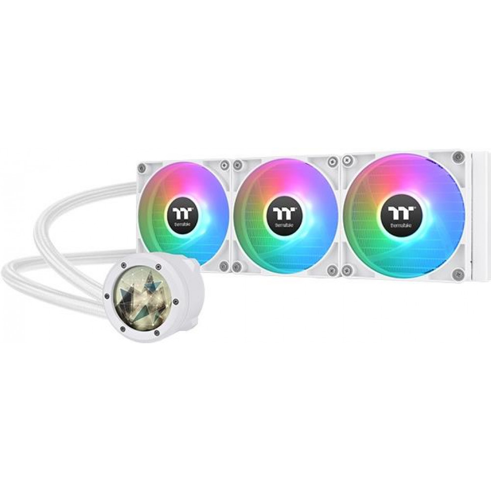 Thermaltake TH360 V2 Ultra ARGB. Typ: Liquid cooling kit, durchmesser: 36 cm, Maximaler Luftstrom: 57,05 cfm, Minimum Luftdruck: 2,23 mmH2O. Produktfarbe: Weiß (CL-W405-PL12SW-A)