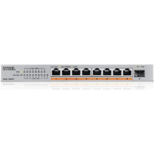 ZyXEL Switch XMG-105 8 Port 10/2.5G MultiGig PoE++ unmanaged - Switch - 8-Port - Power over Ethernet - Unmanaged (XMG-108HP-EU0101F)