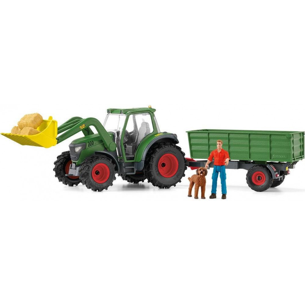 schleich Farm World Traktor mit Anhänger. Produkttyp: Traktor, Empfohlenes Alter in Jahren (mind.): 3 Jahr(e), Empfohlenes Alter in Jahren (max.): 8 Jahr(e), Produktfarbe: Schwarz, Grün, Rot, Gelb (42608)