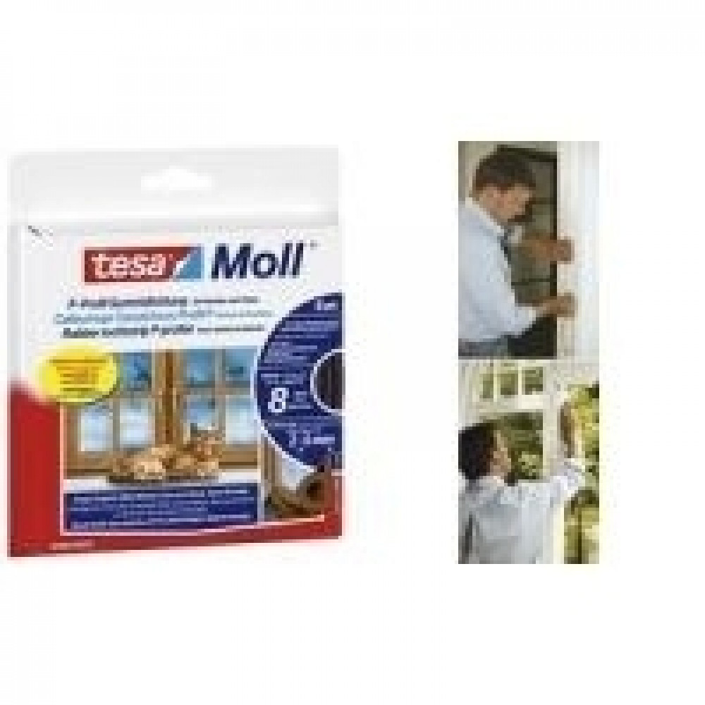 tesa Moll CLASSIC P-Profil Gummidichtung, braun, 9 mm x 6 m selbstklebend, geeignet για größere Spalten aufgrund des (05390-101-0)