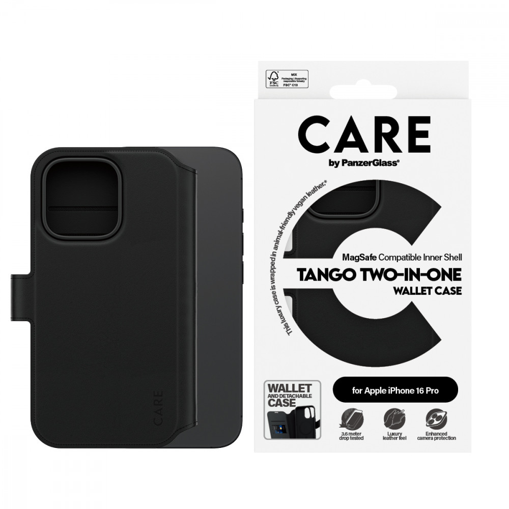 CARE by PanzerGlass® Feature Case Tango Two-in-One Wallet Case for Apple iPhone 16 Pro