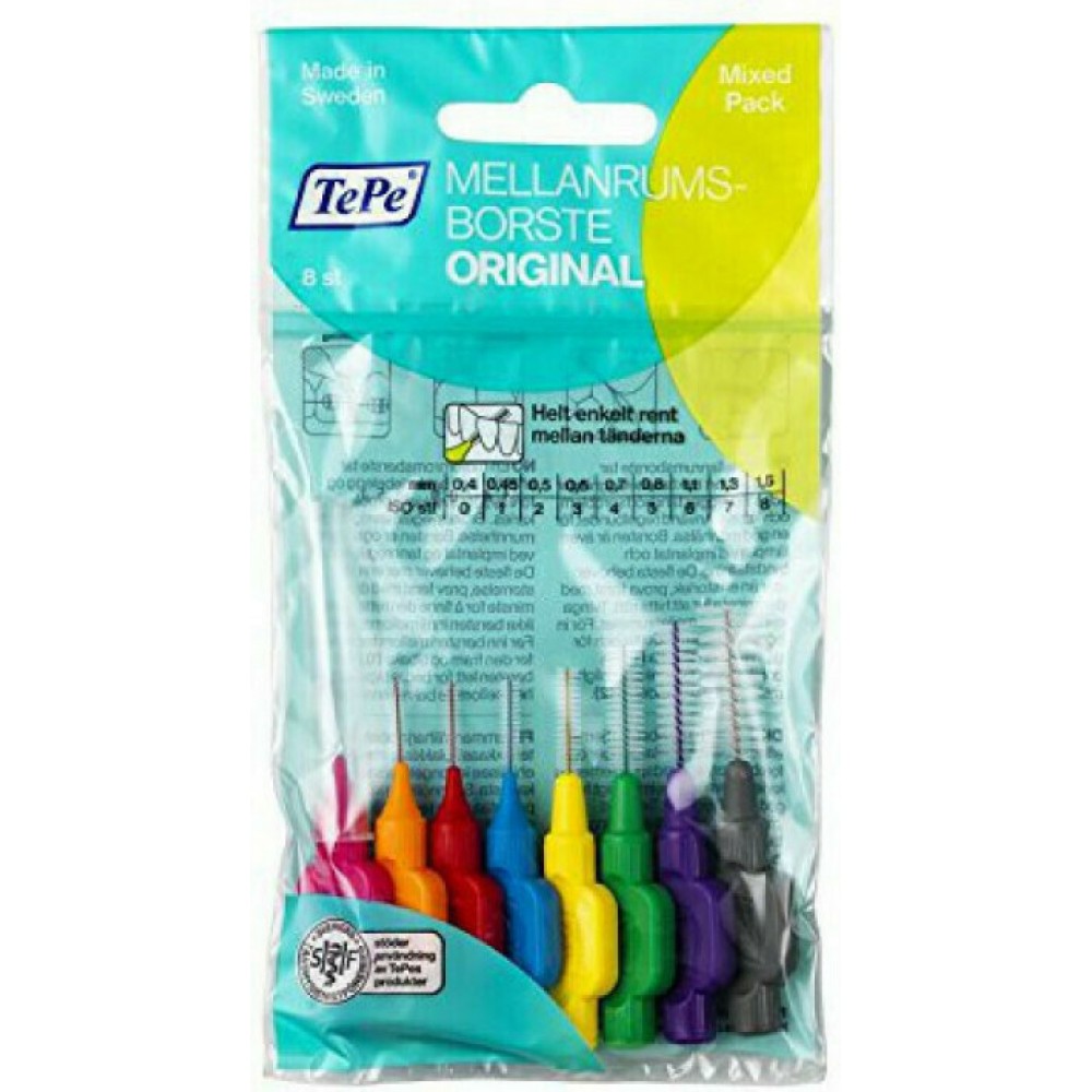 TEPE Orginal Interdental Brush szczoteczka do przestrzeni międzyzębowych mix rozmiarów 6szt.