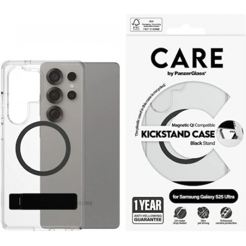 CARE Feature Case Clear w. Kickstand & QI Galaxy S25 Ultra