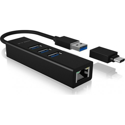 ICY BOX IB-HUB1419-LAN USB 3.0/USB-C HUB 3xUSB 3.0 1xGigabit LAN