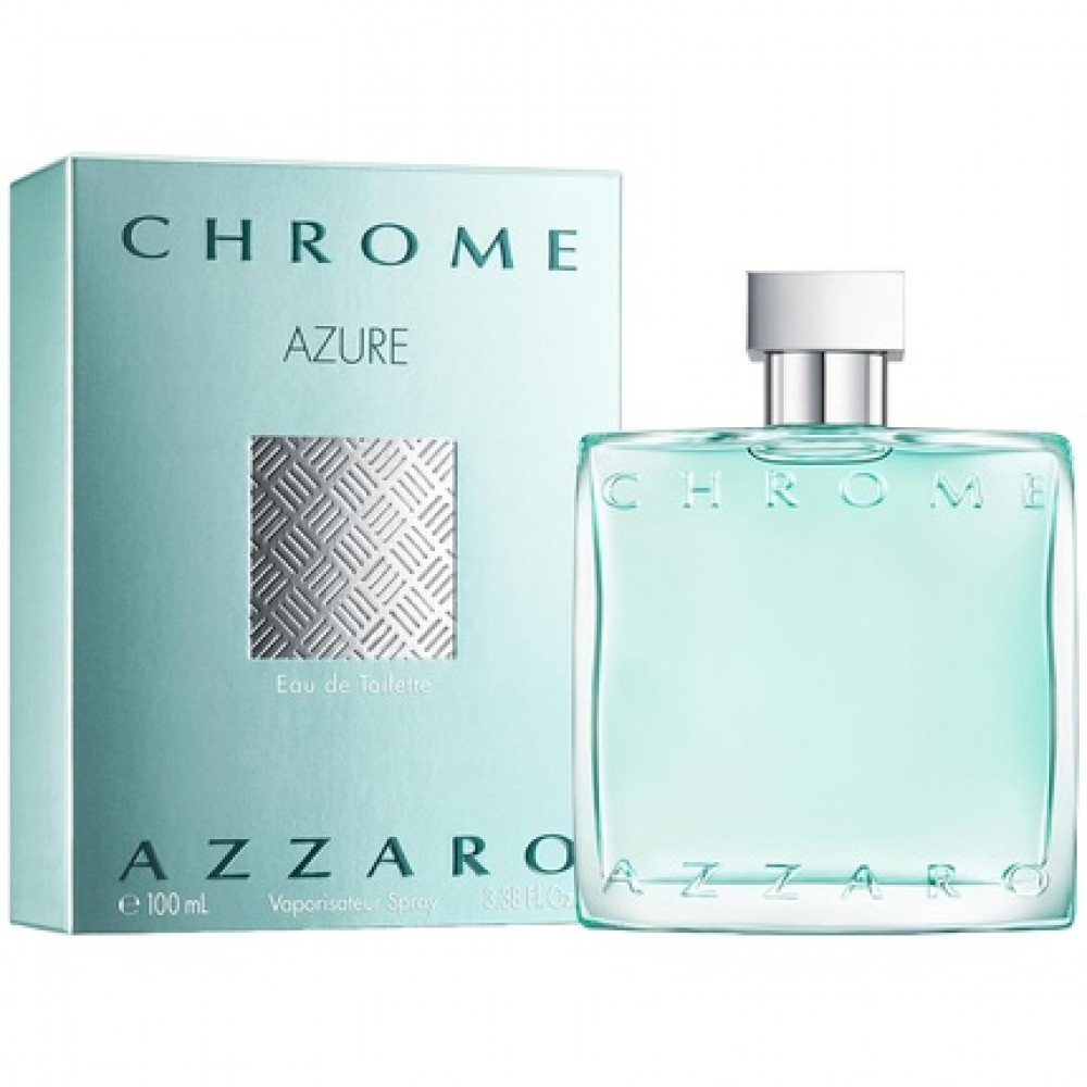 Azzaro Chrome Azure Eau de Toilette Aquatic & Fresh Mens Cologne 3.3 Fl Oz