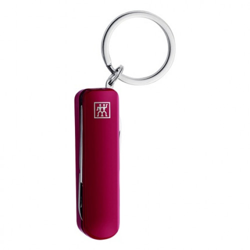 ZWILLING Multi-Tool Manicure Keychain with Stainless Steel Nail Scissors, Clippers, and File in Travel Size Red 60mm