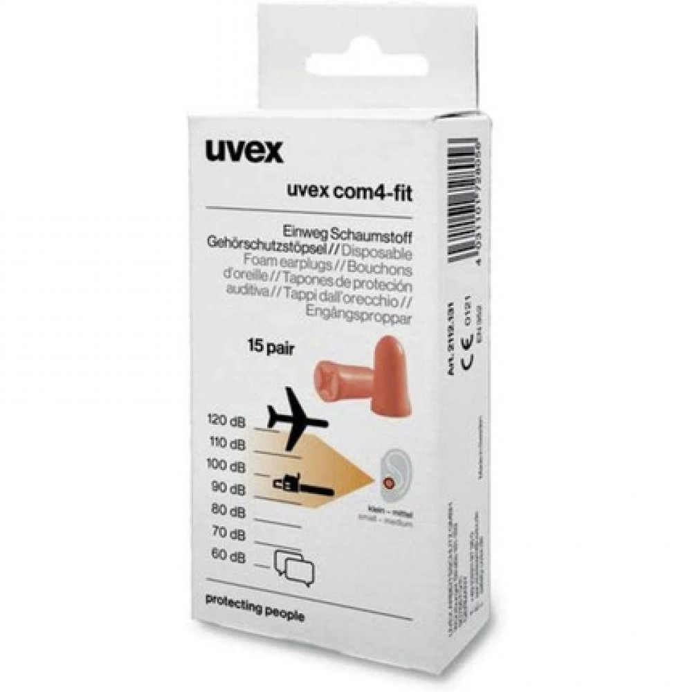 Uvex Com4-Fit Disposable Earplugs SNR 33dB 15 Pairs